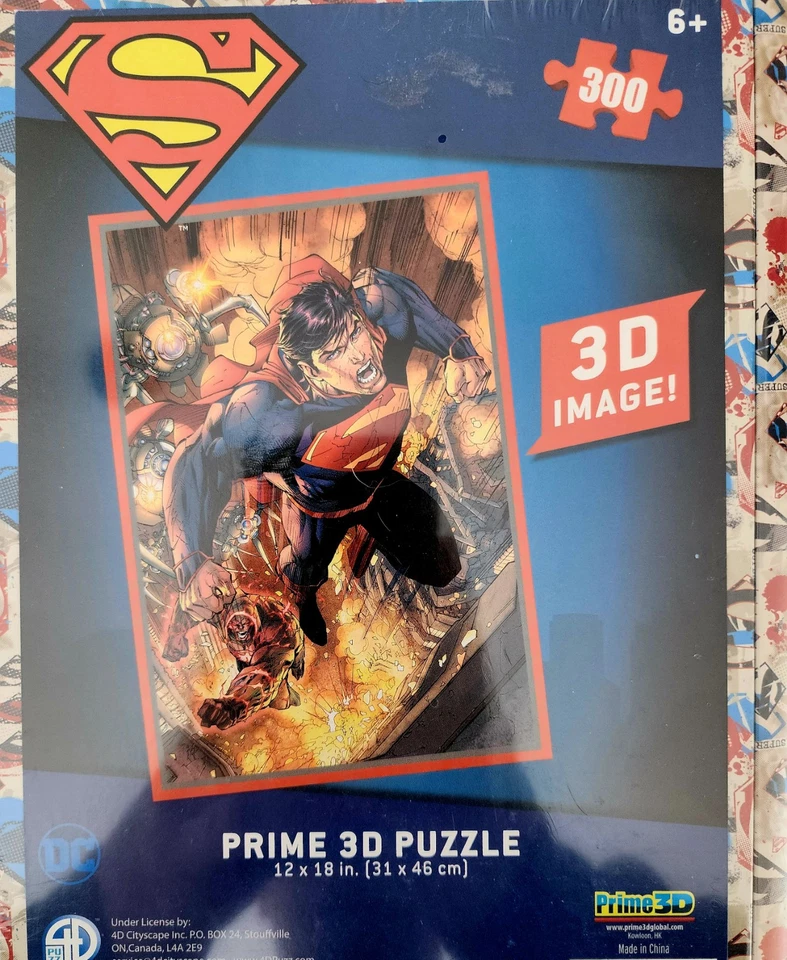 Superman Prime 3D Puzzle 300 Pc DC Comics Milton Bradley SEALED NEW 12 x 18" F2 - Image 3 of 3