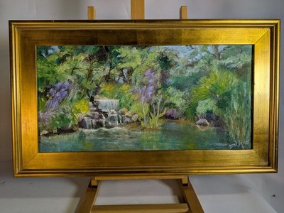30'' Abstract impressionist W. Hartford forest pond modernist landscape painting