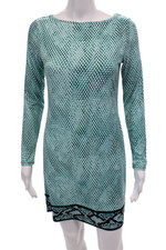 Michael Michael Kors Womens Animal Print Long Sleeve Pullover Dress Blue Size XS