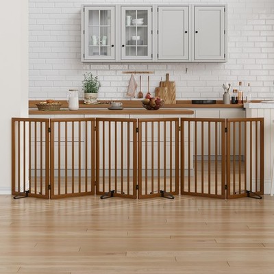 Dog Gate 32 Tall Foldable 6 Panel Freestanding Pet Walnut Mino Kesper Doorways