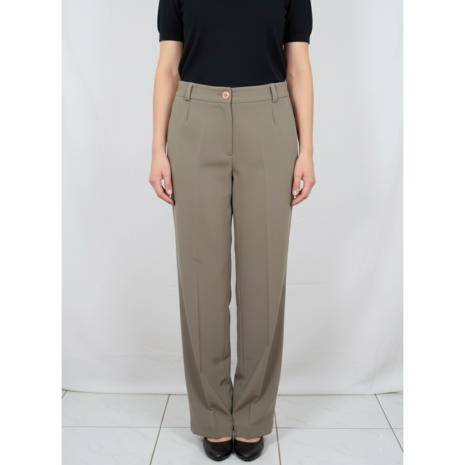 Exia Womens Green Pants Size L Straight Classic Elegant Made In Italy