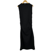 Quince Stretch Cotton Jersey Mock Neck Midi Dress TRUE Black Basic Sleeved L