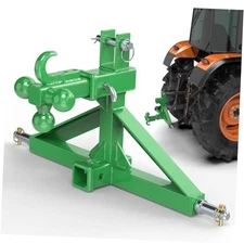Green 3 Point Hitch Receiver Dual 2” Receiver with Tri-Ball & Hook, Heavy-Duty 