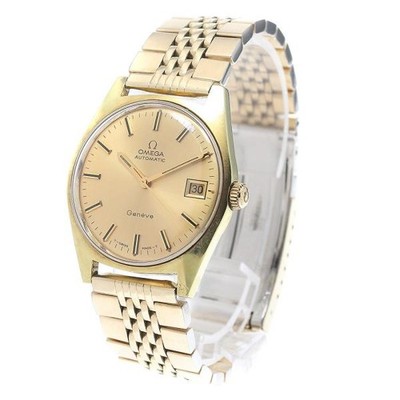 OMEGA Genève 166.041 34mm SS Gold Dial Automatic Date Watch #C10471