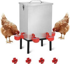 3 Gallons Chicken Waterer,Stainless Steels Automatic Chicken Waterer W/ Latch 