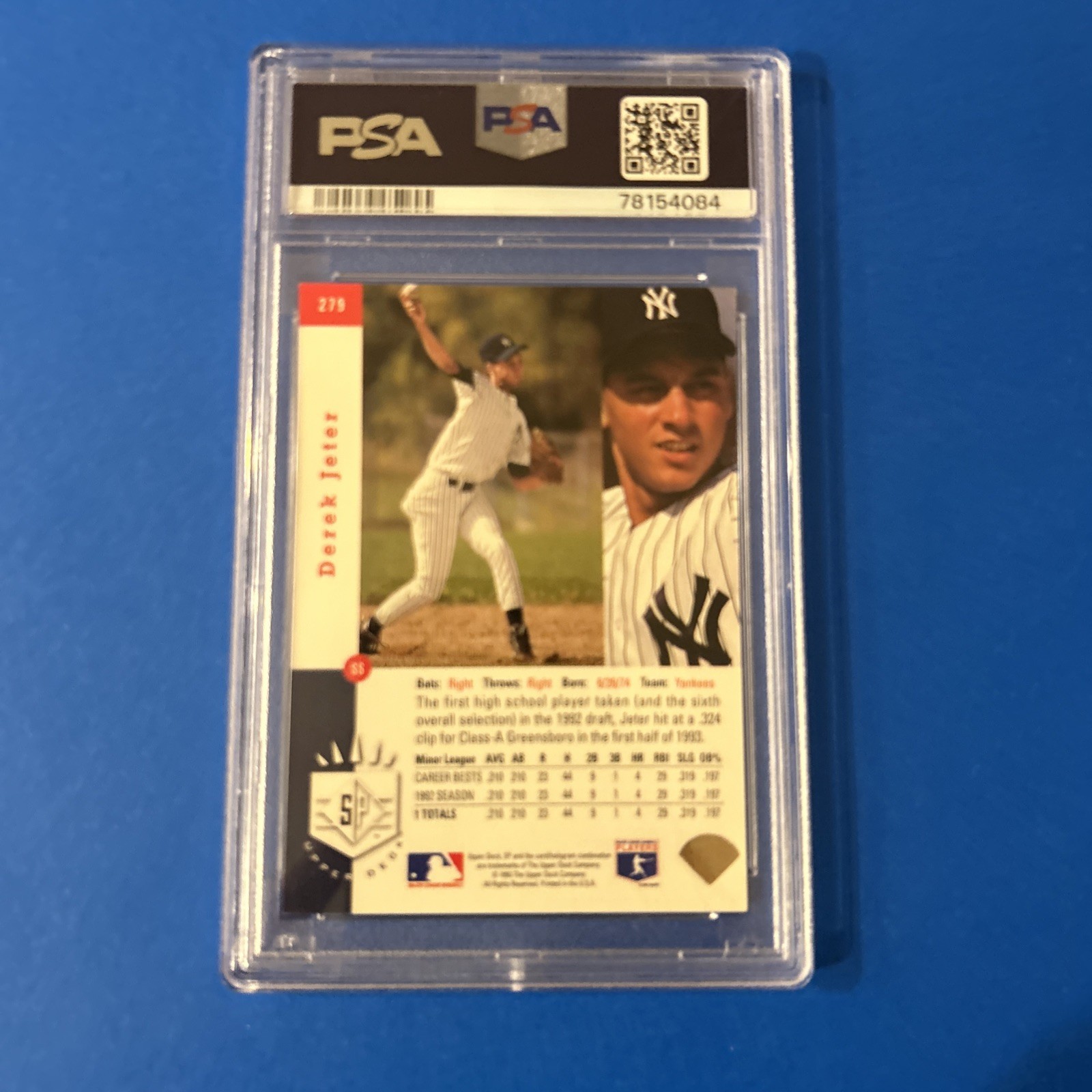 Derek Jeter 1993 Upper Deck SP Foil Rookie Card #279 PSA 6 HOF view 4