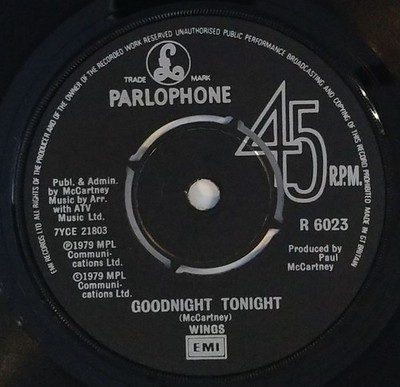 Wings Goodnight Tonight 7'' Single (1979) Parlophone R 6023