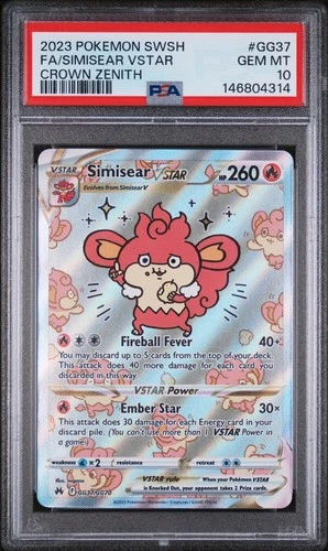 Simisear VSTAR GG37/GG70 Crown Zenith: Galarian Gallery Holo PSA 10