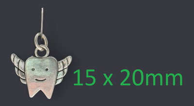 Clip on Tibetan Silver Smile Tooth Fairy Charm - zip, bracelet, handbag, mobile