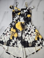 Body Flirt Boutique Yellow, Black & White Floral Dress Women's Size Small