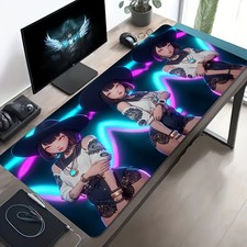 1 Large Electronic Sports Game Mouse Pad, Neon Background Three Girls, Trendy