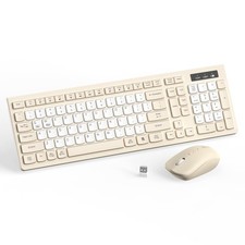 Latte Silent Wireless Keyboard Mouse Combo Full Size Adjustable DPI USB Mac PC
