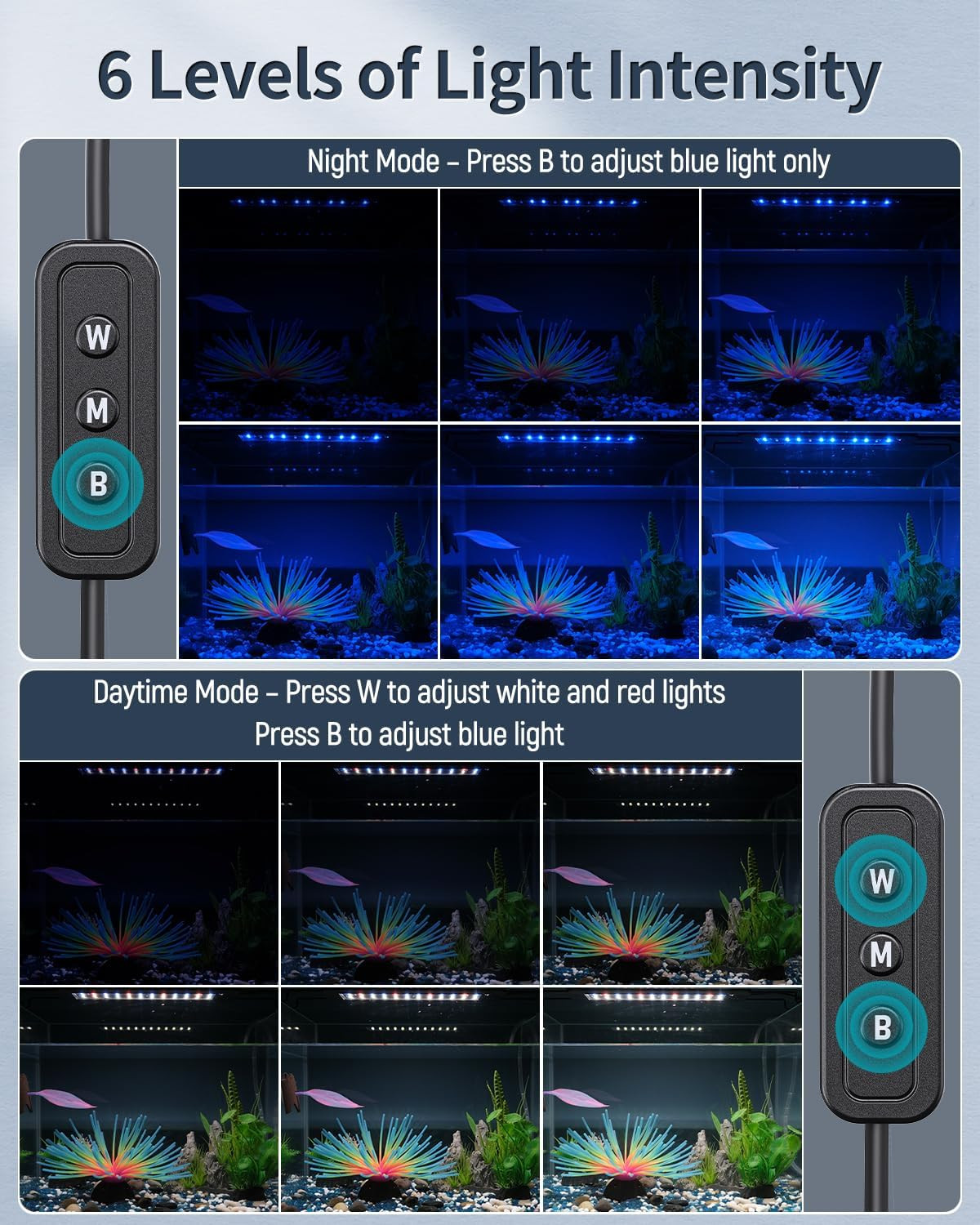 11W Aquarium LED Light for 12 to 18 Inch Fish Tanks Extendable Fish Tank Light w