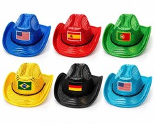 Glitter Cowboy Hat Country Flag Fan Hat Choose Your Country