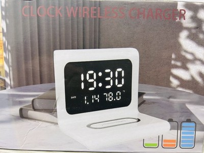 Digitaler Wecker & kabelloses Telefon Ladegerät Pad Dock mit Temperaturanzeige