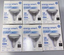Lot of 6 New - GE LED Low Glare 18W PAR38 3000K FLOOD LIGHT LED18P38S930/40