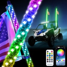 1PC 3FT LED Whip Light Remote App Control 600 Colors Waterproof Spiral Chase ATV