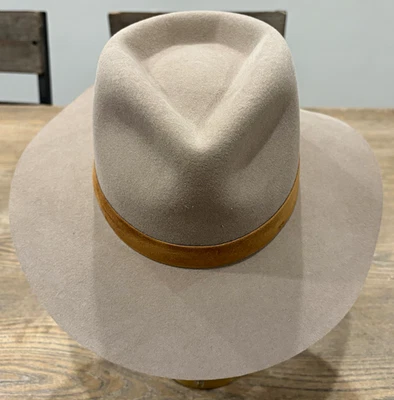 Sombrero Fedora Janessa Leone Lujo 100% Lana Ala Ancha Beige Taupe/Pequeño - Imagen 1 de 4
