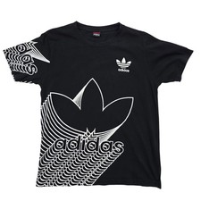 Adidas Originals Boys Black Trefoil Graphic T-Shirt Size L Big Logo Streetwear