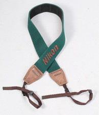 NIKON CAMERA STRAP NYLON  LEATHER VERY CLEAN 1.5" WIDE