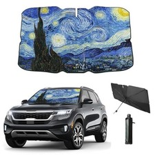 Windshield Sun Shade Van Gogh Umbrella for Car Front Window Sun Starry Sky