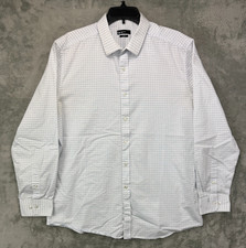 Bar III Shirt Mens Slim Fit Shirt 17-17.5/34-35 XL Blue Check Casual Business
