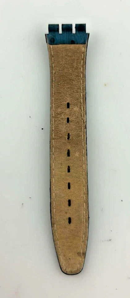 Correa de Reloj Parcial Reloj Swatch 17mm Unisex Cuero Azul Con Borde Usado Foto 2 de 2