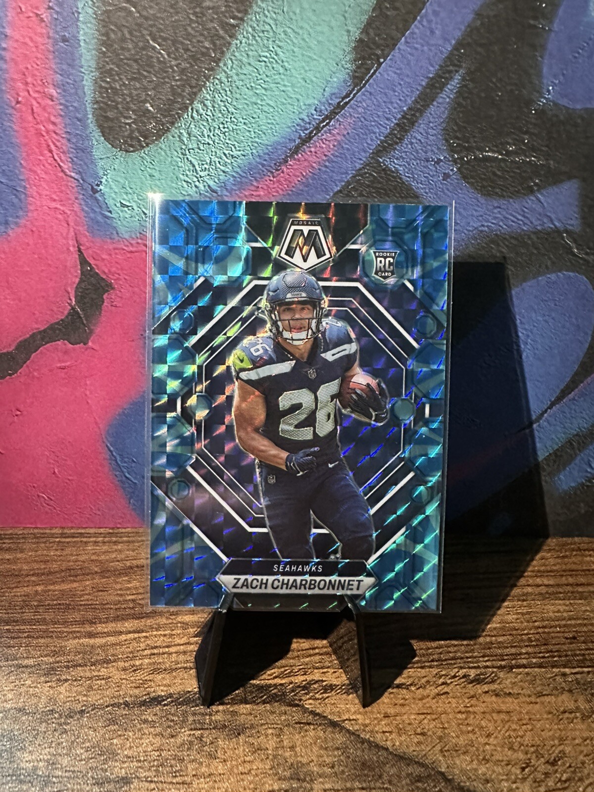 2023 Panini Mosaic Zach Charbonnet Reactive Blue RC #379 Seahawks