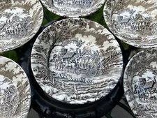 Set of 6 Berry Sauce Bowls in Royal Mail Brown by Myott Staffordshire in Ex CD