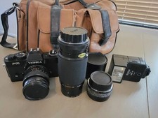 Yashica FR Black W/ 50mm  200mm Lenses and 2x Teleconverter w/flash