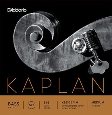 D'Addario KS610 3/4M Kaplan Solo Double Bass String Set, 3/4 Scale, Medium Tensi