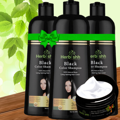 2 Pack) Herbishh Hair Color Shampoo For Gray Hair With 2 Stain Pouch Remover– Natural Hair Dye Shampoo – Colors Hair In Minutes – Long Lasting–500 Ml - Foto 6