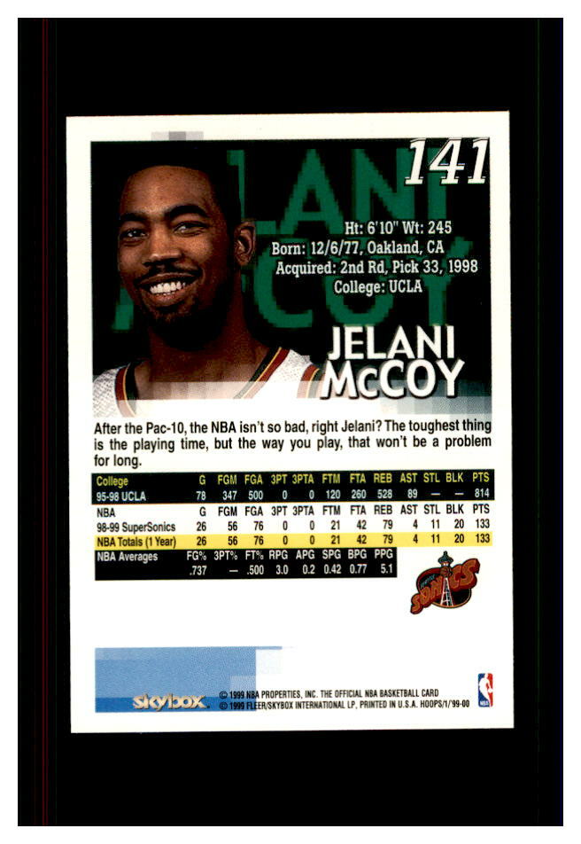 1999-00 HOOPS MINT SOPHOMORE SENSATIONS #141 JELANI McCOY UCLA | eBay