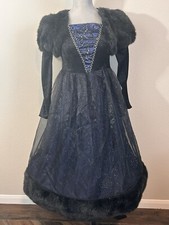 Youth Girl  s Formal Ball Gown Holiday Party Dress Faux Fur Silver Sparkle 10-12