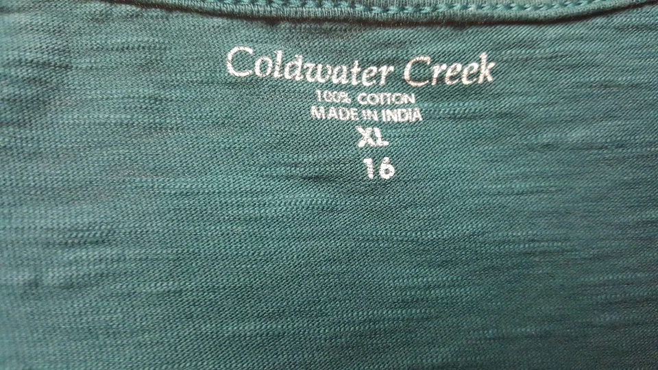 Camisa blusa Coldwater Creek para mujer talla XL X grande 16 verde plata Foto 2 de 4