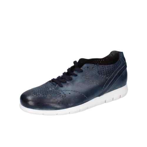 Men's Shoes EVEET 42 Eu Sneakers Blue Leather EZ281-42 - Picture 1 of 5