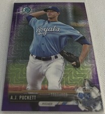 2017 Bowman Chrome Baseball A.J. Puckett Kansas City Royals Purple Mojo #d 250