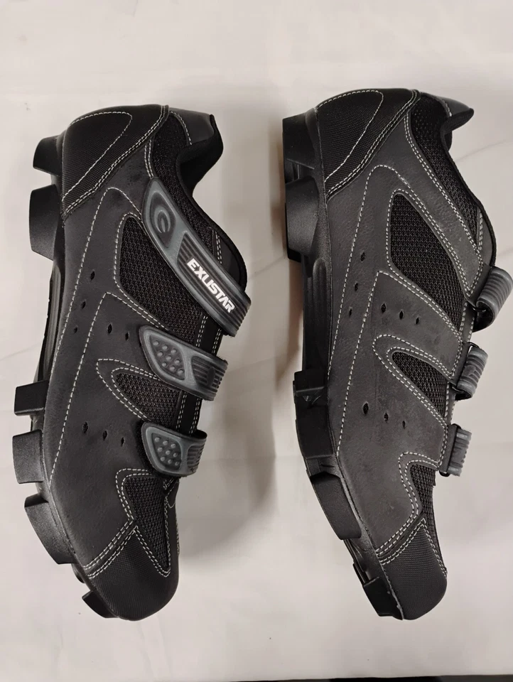 Zapatos Mtb Exustar 48 (13.5) SM-324 Cuero/Malla SPD Negros Foto 3 de 4