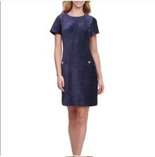 Tommy Hilfiger Corduroy Shift Dress Fit Above Knee Dark Navy Blue Size 2