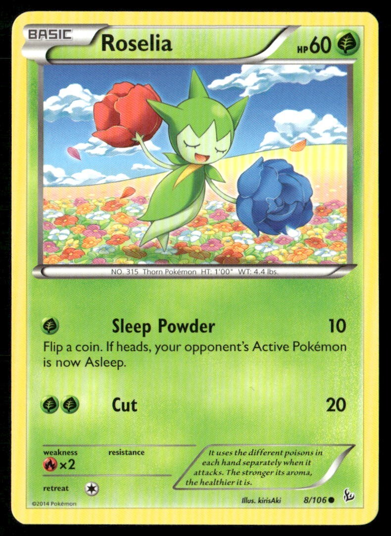 2014 XY Flashfire Set Pokemon Card 008  Roselia LP
