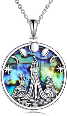 Triple Moon Goddess Pendant Necklace Sterling Silver Trinity Celtic Gifts Women