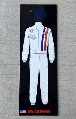 WOW!! 36 Inch McQueen Lemans Gulf FORMULA 1 F1  Suit Helmet 2pc Sign HD