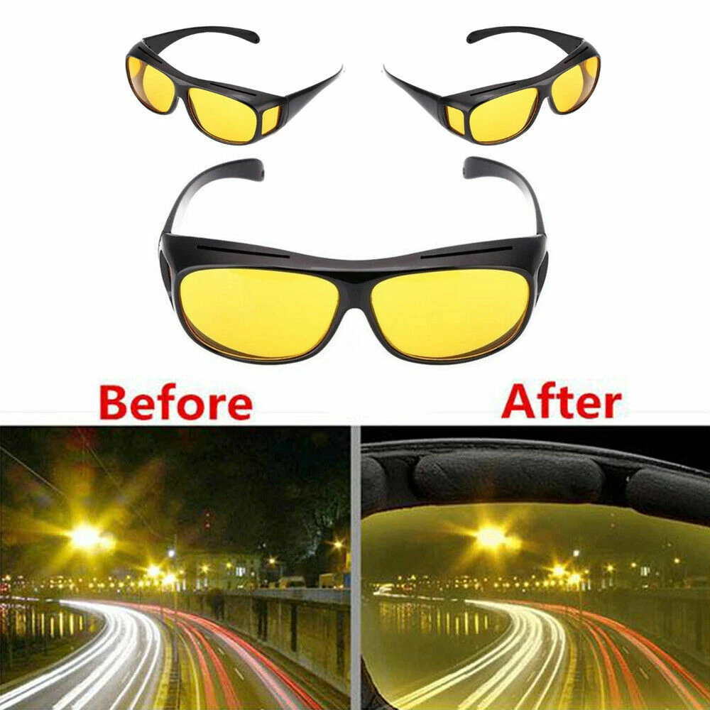 HD Night Driving Glasses Yellow Anti Glare Vision Tinted Unisex Sunglasses