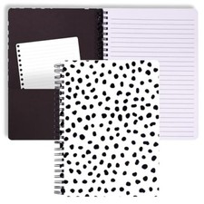Steel Mill  Co Cute Mini Spiral Notebook, 8.25" x 6.25" Journal Black Dots