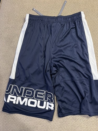 Boys Under Armour Blue White Shorts Large L - Picture 2 of 2