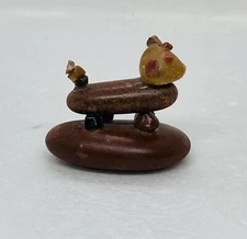 Rare 1970s Stone Rocks Abstract Dog Figurine Paperweight 2.25” Art Decor 22