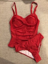 Two Piece Bikini Women  s Size S Red Ruched Tankini Top Bikini Bottoms