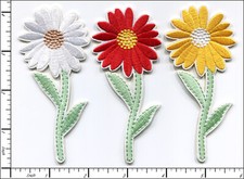 30 Pcs Embroidered Iron on patches Mixed Colorful Daisy Flower 4.5x10cm AP022dS1