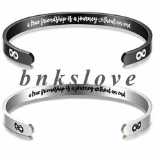 Stainless Steel BFF Friendship Inspirational Open Cuff Bangle Bracelet Girl Gift