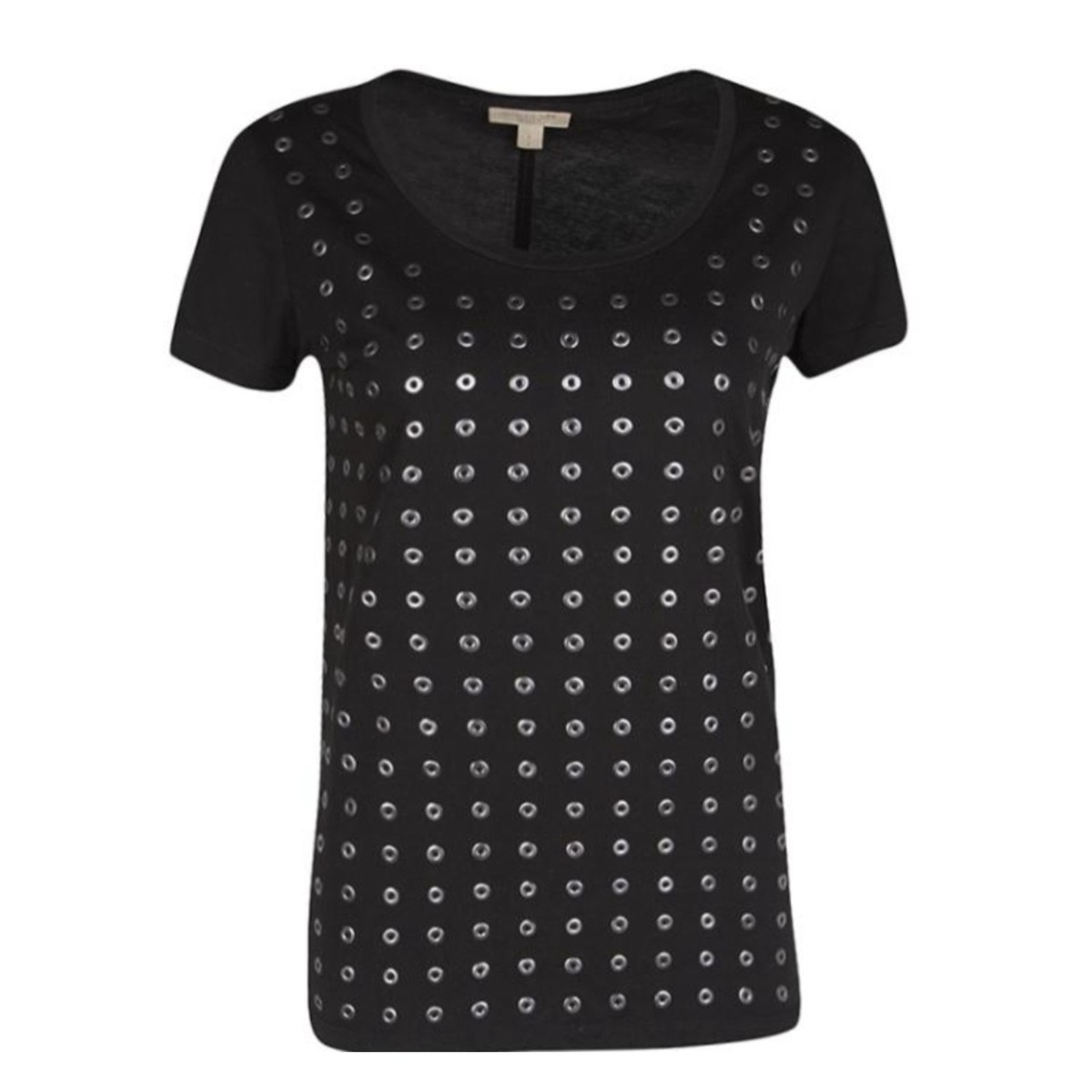 Burberry Britt Black Jersey Gromet Eyelet Embellished Short Sleeve 